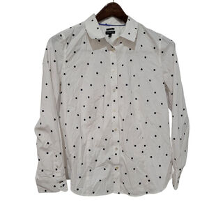Talbots Polka-dot Women's Long-Sleeves Fitted Button-Up Shirt Size 12